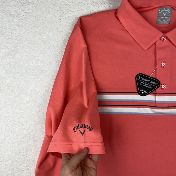 NEW CALLAWAY Mens Opti-Dri Polo Shirt 2XL Pink Performance Golf Lightweight NWT - Picture 11 of 13